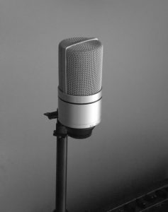 Studio mic facing off-center (MXL990)